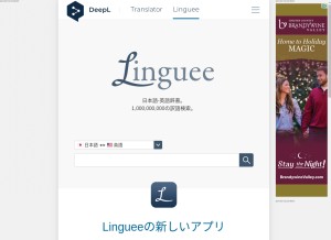How linguee.jp looks like on a tablet such as an iPad.