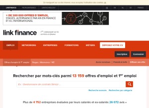 How linkfinance.fr looks like on a tablet such as an iPad.