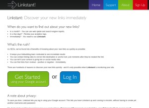 How linkstant.com looks like on a tablet such as an iPad.