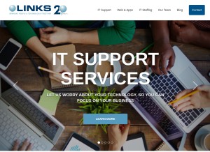 How linkstechnology.com looks like on a tablet such as an iPad.