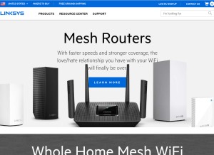 How linksys.com looks like on a tablet such as an iPad.