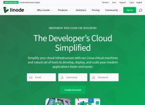 How linode.com looks like on a tablet such as an iPad.