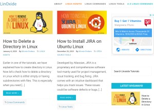 How linoxide.com looks like on a tablet such as an iPad.