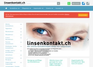 How linsenkontakt.ch looks like on a tablet such as an iPad.