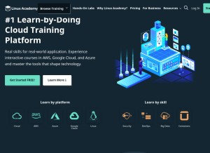 How linuxacademy.com looks like on a tablet such as an iPad.