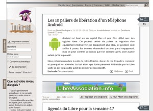 How linuxfr.org looks like on a tablet such as an iPad.