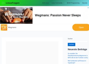 How linuxfragen.de looks like on a tablet such as an iPad.