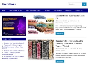 How linuxlinks.com looks like on a tablet such as an iPad.