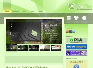 How linuxmint.com looks like on a tablet such as an iPad.