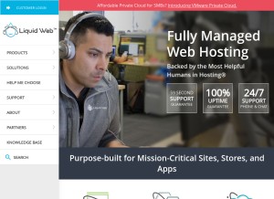How liquidweb.com looks like on a tablet such as an iPad.