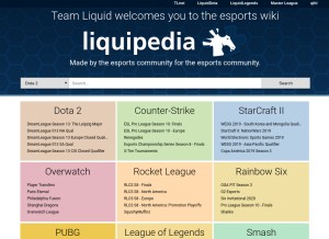 How liquipedia.net looks like on a tablet such as an iPad.