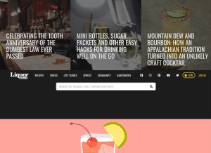 How liquor.com looks like on a tablet such as an iPad.