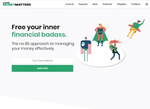 How listenmoneymatters.com looks like on a tablet such as an iPad.