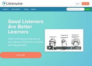How listenwise.com looks like on a tablet such as an iPad.