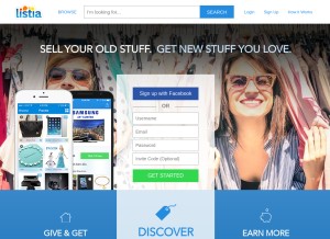 How listia.com looks like on a tablet such as an iPad.