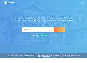 How listwithclever.com looks like on a tablet such as an iPad.