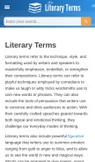 How literaryterms.net looks like on a mobile device such as an iPhone.
