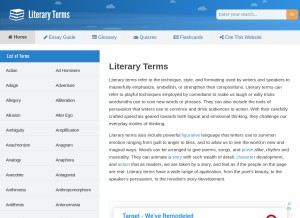How literaryterms.net looks like on a tablet such as an iPad.