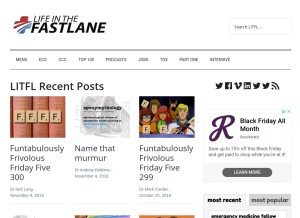 How litfl.com looks like on a tablet such as an iPad.