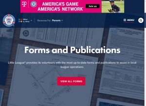 How littleleague.org looks like on a tablet such as an iPad.