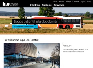 How liu.se looks like on a tablet such as an iPad.