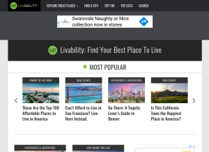 How livability.com looks like on a tablet such as an iPad.