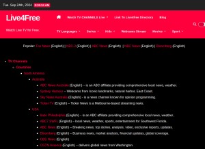 How live4free.com looks like on a tablet such as an iPad.