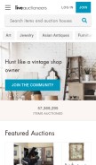 How liveauctioneers.com looks like on a mobile device such as an iPhone.