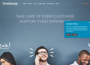 How livebeep.com looks like on a tablet such as an iPad.