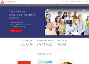 How livebinders.com looks like on a tablet such as an iPad.