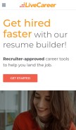 How livecareer.com looks like on a mobile device such as an iPhone.