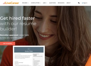 How livecareer.com looks like on a tablet such as an iPad.