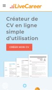 How livecareer.fr looks like on a mobile device such as an iPhone.