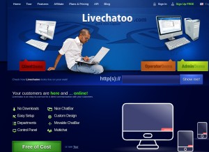 How livechatoo.com looks like on a tablet such as an iPad.