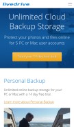 How livedrive.com looks like on a mobile device such as an iPhone.