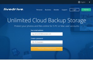 How livedrive.com looks like on a tablet such as an iPad.