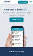 How livehealthonline.com looks like on a mobile device such as an iPhone.