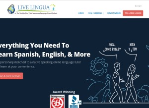 How livelingua.com looks like on a tablet such as an iPad.
