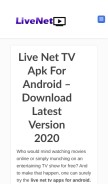 How livenettvapkpro.com looks like on a mobile device such as an iPhone.