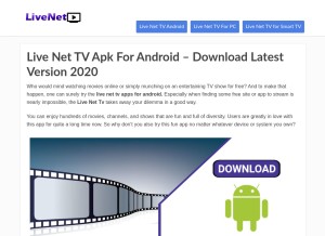 How livenettvapkpro.com looks like on a tablet such as an iPad.
