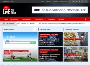 How liveonedge.com looks like on a tablet such as an iPad.