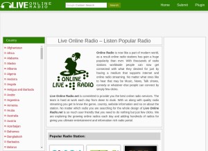 How liveonlineradio.net looks like on a tablet such as an iPad.