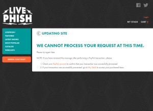 How livephish.com looks like on a tablet such as an iPad.