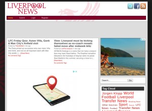 How liverpoolfcnews.net looks like on a tablet such as an iPad.