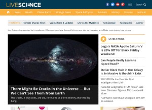 How livescience.com looks like on a tablet such as an iPad.
