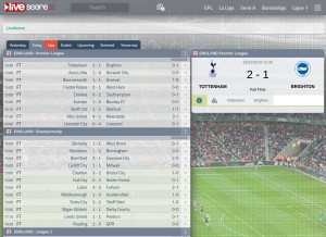 How livescore.bz looks like on a tablet such as an iPad.