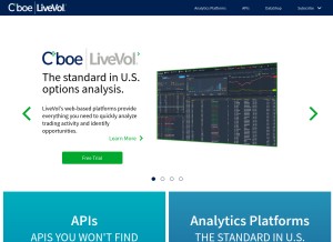 How livevol.com looks like on a tablet such as an iPad.