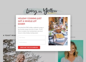 How livinginyellow.com looks like on a tablet such as an iPad.