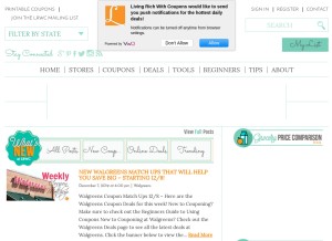 How livingrichwithcoupons.com looks like on a tablet such as an iPad.