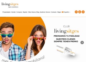 How livingsitges.com looks like on a tablet such as an iPad.